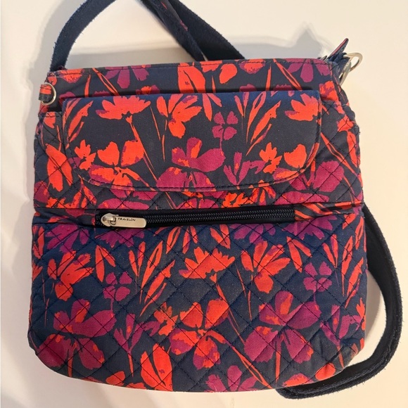 Travelon Anti Theft RFID Floral Cotton Crossbody Mini Bag W Small Flashlight - Picture 11 of 17